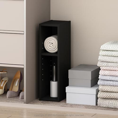 Image of Furinno Reed 2-Tier Closet Organizers and Storage, Closet Organizer, Open Shelf Closet Storage, for Wardrobe, Bedroom, Living Room, 6-Inch Width, Blackwood