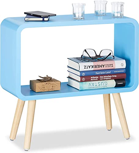 Image of Brown Art SHOPPEE Bookcase Nightstand, End Table,Bed Side Table for Small Spaces Magazine Stand with Storage Engineered Wood Wooden Bedside Table, Coffee Table, Living Room /Bedroom (Blue) (Blue)