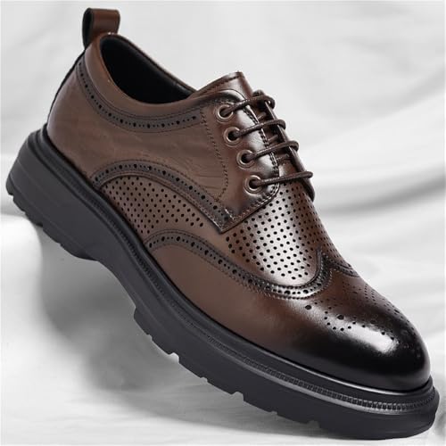 Men's Brogue Perforated Oxfords British Style Business Dress Shoes for Young Professionals3