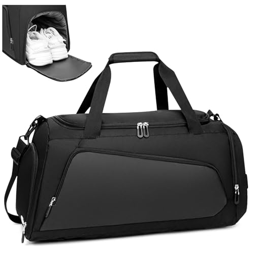 ABOHU Sac de Sport avec Compartiment Chaussures et Humide, Grand Sac de Voyage Hydrofuge avec Plusieurs Poches d'organisation, pour Homme et Femme, Duffle Bag...