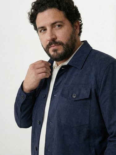 Image of UNSTD Men Plus Size Suede Jacket for Men | Winter Wear Full Sleeves Jacket | Comfortable Big & Tall Casual Jacket