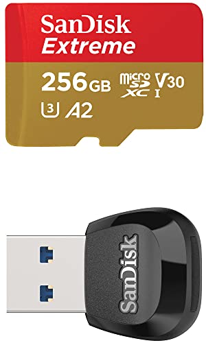 Tarjeta SanDisk Extreme 256 GB microSD UHS-I con adaptador - Hasta 160 MB/s con el lector de tarjetas microSD MobileMate USB 3.0 de SanDisk