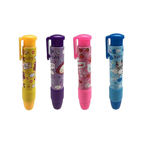 Cute Pencil Creative Stationery Retractable Rubber Stick Erasers For Kids, 4 Pcs By Zxsweet #TOP2