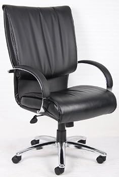 Office Product Boss Office Products High-Back Black Leather Plus Chair - Knee Tilt # B9702 Book