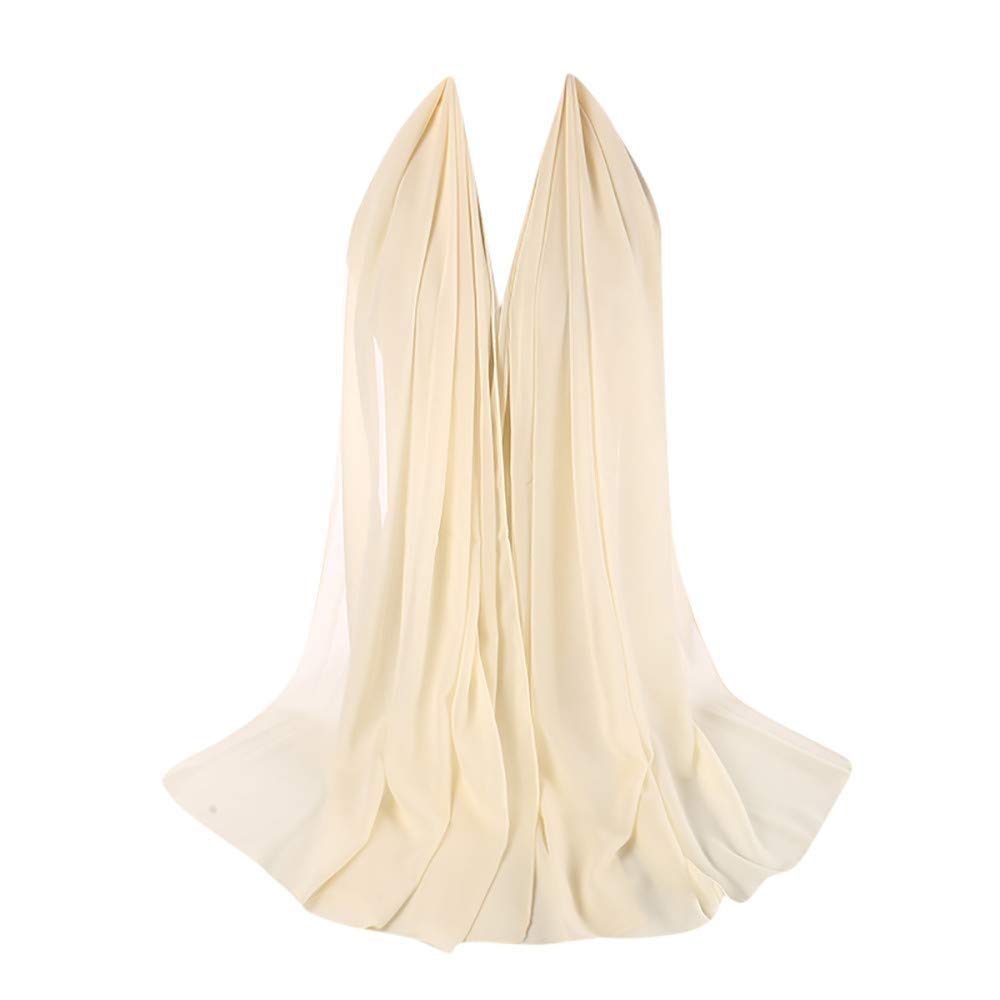 ZAR FASHIONS 175X80 Maxi *Chiffon* Premium Quality Plain Scarf Hijab Sarong Showl Large Silk (Cream)