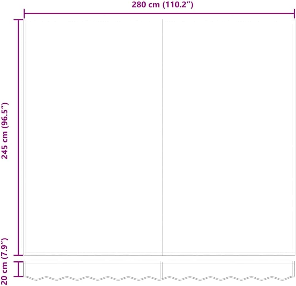 Illustration of the awning mechanism in a retracted position, showing the crank handle attachment point.