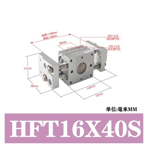 Vérin HFT16X30S à doigts larges pour serrage industriel