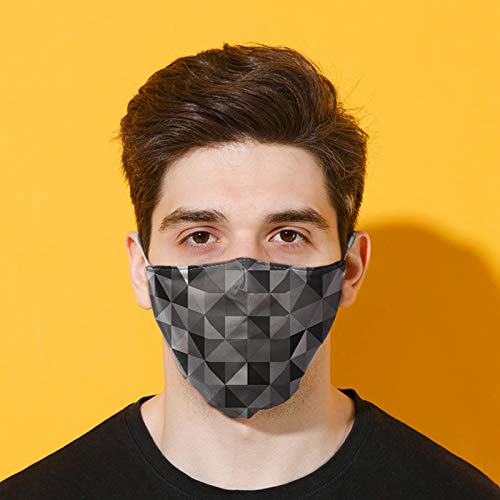 EliteKoopers 1Pcs Geometric Black & Grey Triangles Print Reusable Face Covering For Dust Mouth Safety For Paint Cleaning etc.