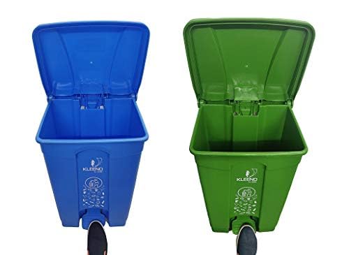 Image of Cello Strong Plastic Step-On Pedal Garbage Dustbin 60 Ltr Green /Blue (COMBO)