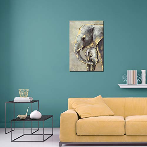 Sechars Elephant Canvas Wall Art Mom And Baby Elephants Painting Art Prints Animal Picture Wall Decor Vintage Famrhouse Living Room Decoration #TOP2
