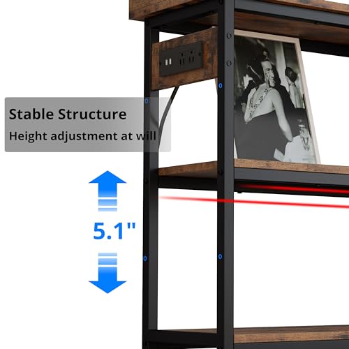 Ironck HK-LS-02 Console Table, Sofa Table With Power Outlet, Farmhouse Hallway Table For Entryway, Living Room, Height Adjustable, Easy Assembly, Rustic Brown thumb #4