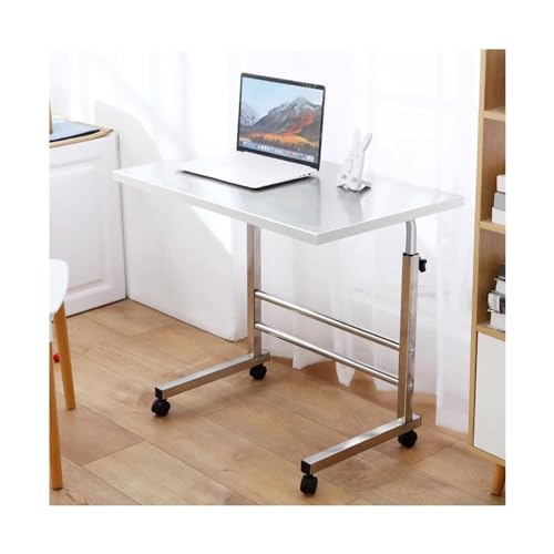 ZZlei2yu-12 Mesa Ordenador Mesita de Noche Minimalista de Acero Inoxidable, Mesa pequeña for Ordenador, Escritorio de Escritura for Dormitorio de Estudiantes con elevación móvil Mesa de Oficina
