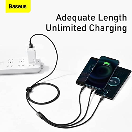 Cabo 3 Em 1 Type-c + Micro Usb + Compatível com Lightning Baseus 1.5m 3.5a Preto