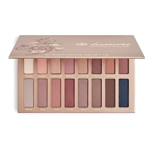 Beste Lidschatten Palette Nudetöne - Vegane Augenpalette - Eyeshadow Make Up Kosmetik - 16 Hochpigmentierte Warme Natürliche Farben in Matt + Schimmer + Glitzer - Lamora Exposed