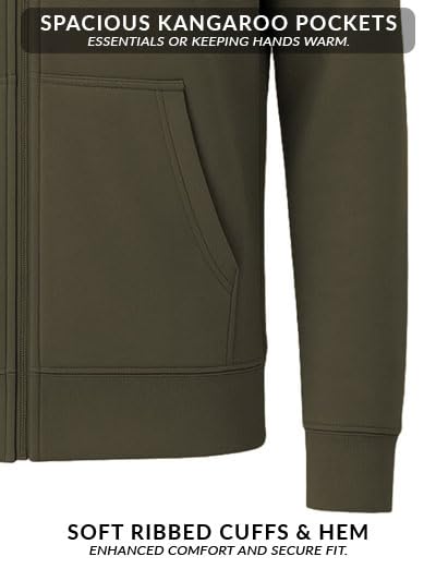 Image of ADRO Men's Regular Fit Zip-Up Hoodie for man | 320 GSM Cotton Poly Fleece Zipper Sweatshirt with Soft Fabric & Printed Hoodies