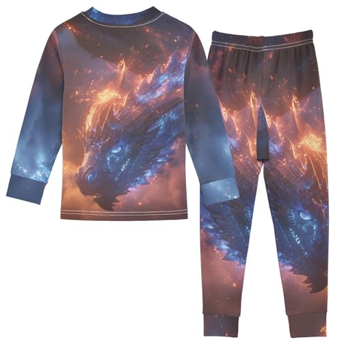 ALAZA Magic Dragon Pajama Set Pijamas Para Niños Long Sleeve Sleepwear2