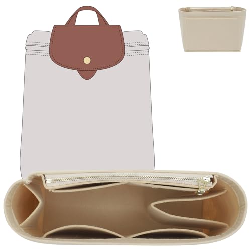 OAikor Felt Backpack Organizer Insert Compatible with Longchamp Lepliage M Backpack and More (Beige/MB)
