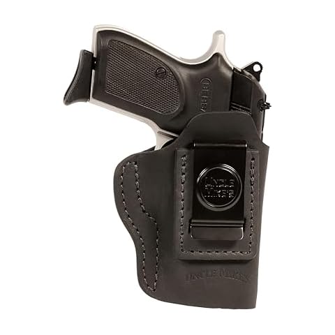 Uncle Mike's Leather Gun Holster, IWB Holster Compatible with Glock 43x, Glock 43, Sig P365, Springfield Hellcat, Hellcat Pro, Ruger EC9S, LC9 and 1911 3" inch Cover