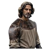 L'VOW Medieval Leather Pualdron - Men's Shoulder Armor Chest Armor for Viking Costume Knight LARP Ren Faire Cosplay(Brown)