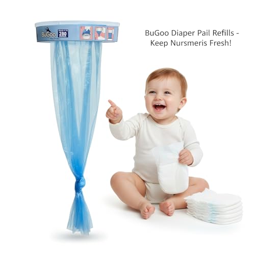 Image of Round Diaper Pail Refill Bags Compatible with Diaper Genie & Munchkin, 7-layer Thick Odor Lock Unscented Trash Disposal, 5 Pack 1400 Count