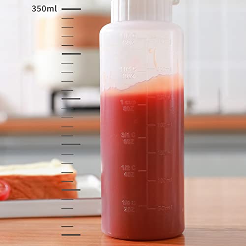 Winnereco Garrafas de Condimento de 5 Furos com Escala Ketchup Salada Lata Galheta (Branco)