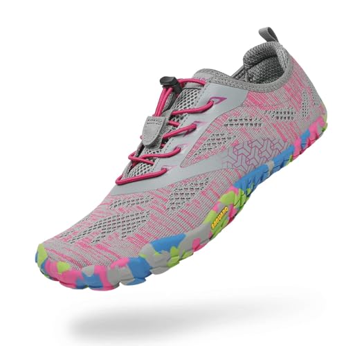 SAGUARO Zapatillas Minimalistas Barefoot Hombre Mujer - Zapatos de Trail Running para Deportes Acuaticos - Ligeras Antideslizante Respirable con Caja Suela Zero Drop, Rosa, 41 EU