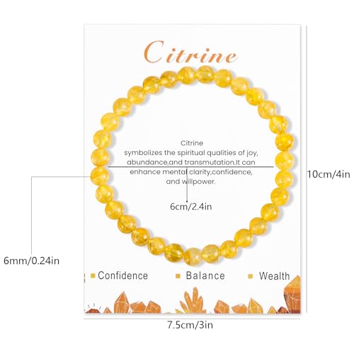 Citrine Bracelet, Stone of Wealth Bracelet Elastic Crystal Beaded Bracelets Spiritual Jewelry for Women Men2