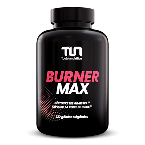 BURNER MAX | Brûleur de Graisse Hautement Dosé | Caféine Naturelle + L-Carnitine + Guarana | Burner Thermogénique, Lipotrope, Coupe-Faim | Action Minceur et Perte de Poids | 120 Gélules Vegan | TLN
