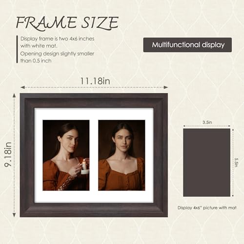 Image of DUENPY 8x10 Picture Frame 4x6 Collage Picture Frame Displays Double 4x6 inch Photos or 8x10 (Without Mat) Wall Decor or Tabletop Walnut