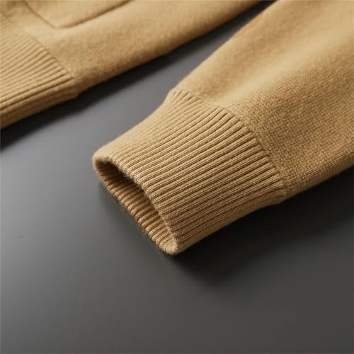 Men's Merino Wool Cardigan Winter Thickened Long Sleeved Lapel Knitted Cardigan Sweater Ivory4