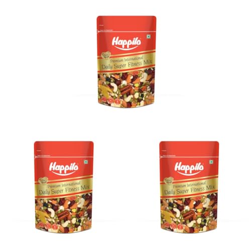 Image of Happilo Premium International Daily Super Fitness Trail Mix of 20+ Varieties Dry Fruits Nuts, Seeds & Berries, Roasted Crunchy & Nutritious Healthy Snack, 160 g (Pack of 3)