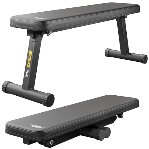 TREX SPORT Flachbank TX-100B | Hantelbank klappbar für Krafttraining | Home Gym Trainingsbank für Bankdrücken | Stahlrahmen, rutschfest, gepolstert