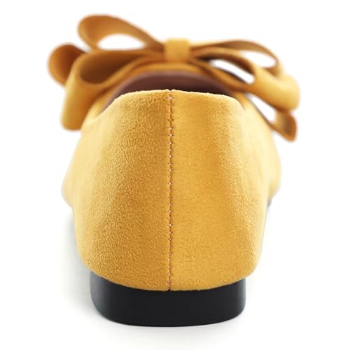 Image of SAILING LU Womens Bowknot Ballet Flats Pointy Toe Suede | Casual Flat Shoes, Dressy Wear to Work, Moccasins, Slip-Ons