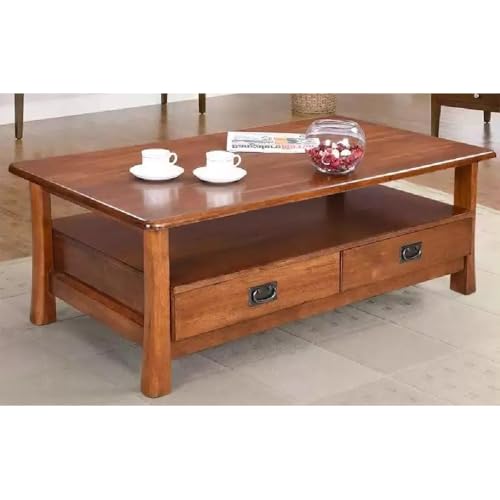 Image of Royaloak Texas American Wooden Center Table for Living Room | Solid Wood | Bottom Shelf for Added Storage | Modern Design with Durable Build | Ideal for Living Rooms | American-Inspired Aesthetic