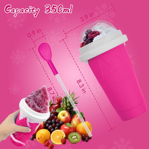 Slushie Maker Cup, DIY Magic Slushy Maker Squeeze Cups, Portable Smoothie Slushy Cup for Juices, Milk and Ice Cream Make, Double Layer Squeeze Slushy Maker Cup, Birthday Gifts for Friends&Family