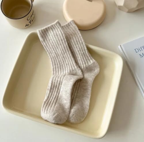 Image of Women solid ribbed thermal wool socks - 1 pair Casual, Comfortable, Soft Wool Socks.