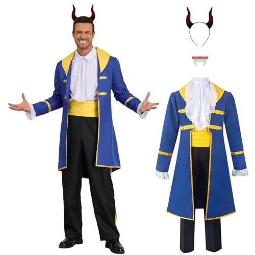 AYYOHON Costume de la Bête de la Belle pour costumade - Robe de princesse Dan Steven - Uniforme d'Halloween - Costume de prince aristocrate pour homme - Taille XL
