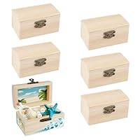 Huamirra Holzkiste Klein, 6 Stück Schatztruhe Truhe, Mini Schatztruhe aus Holz, Rechteckige Holzschatzkiste, DIY Kleine Holzkiste, Schatzkiste mit Deckel, Geeignet Zum Aufbewahren