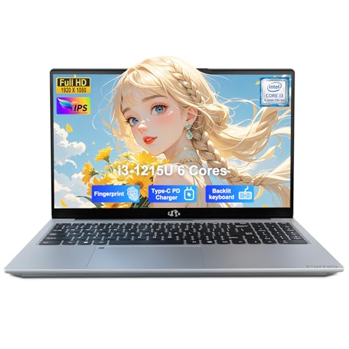 NIMO 15.6' IPS FHD Laptop, Intel 6 Cores i3-1215U (Up to 4.4GHz, Beats R5 7520U,) 8GB RAM 256GB SSD Computer with 180° Open Angle 65W Type C Backlit KB, Wi-Fi 6, Portable for School, Business, Home