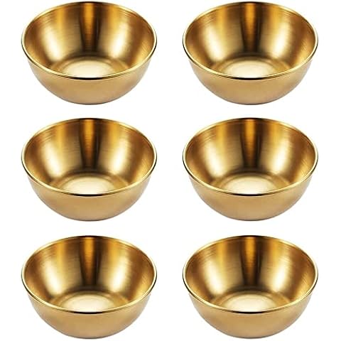 6 Piezas Tazones de Aperitivo de Acero Inoxidable para Salsas (Oro) Cover