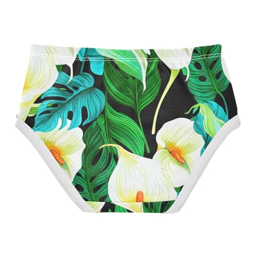 Toddler Underwear Custom 2t Cotton Panties for Girl Print Underpants Briefs Floral White Calla Lilies Green Palm2