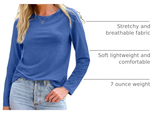 Image of AUTOMET Women's Long Sleeve Crewneck Shirts Casual Basic Tops