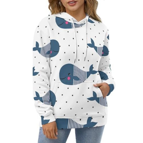 Sweats à capuche manche longue motif poisson pull unisexe taille S - 5