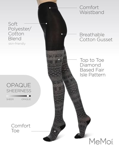 Image of MeMoi Fairisle Frost Cotton Blend Sweater Tights