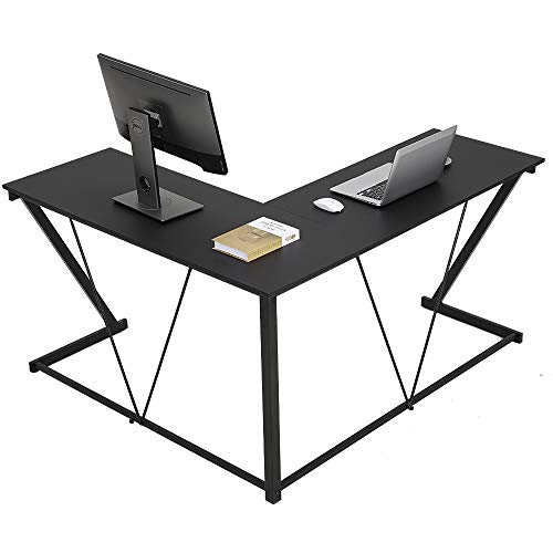Bonzy Home LShaped Desk 57" Computer Corner Desk Gaming Desk PC Table