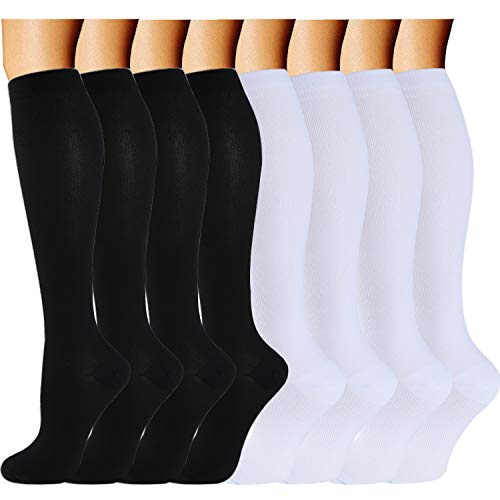 ACTINPUT 8 Pairs Compression Socks Women & Men -Best Medical,Nursing,Travel & Flight Socks-Running