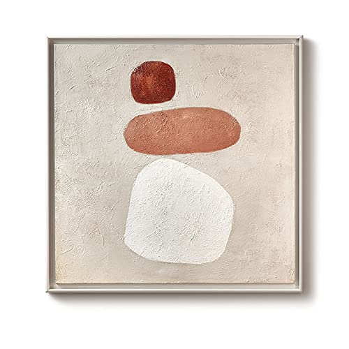 Pittura A Olio Dipinta A Mano al,Beige Texture Minimalismo Geometrico Opere d'Arte Moderna Quadri Astratti Dipinti Ad Olio Dipinti A Mano su Tela Wall Art for Living Room Bedroom Office Home De