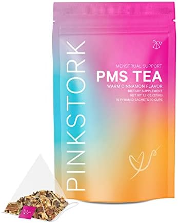 Pink Stork PMS Tea: Organic Warm Cinnamon Tea, Bloating Relief for Women, Natural Period Relief from Cramping, Heavy Flow, Nausea Relief, & Hormonal Migraine Relief, Women-Owned, 30 Cup