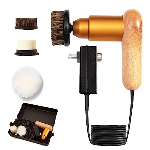 75W Power Electric Shoe Polisher, Adjustable 6 Speed Electric Polisher, Perfect for Leather Shoes and Sneakers, 3 Brush Heads,Time-Saving Solution for Shoe Cleaning (1) (Large)