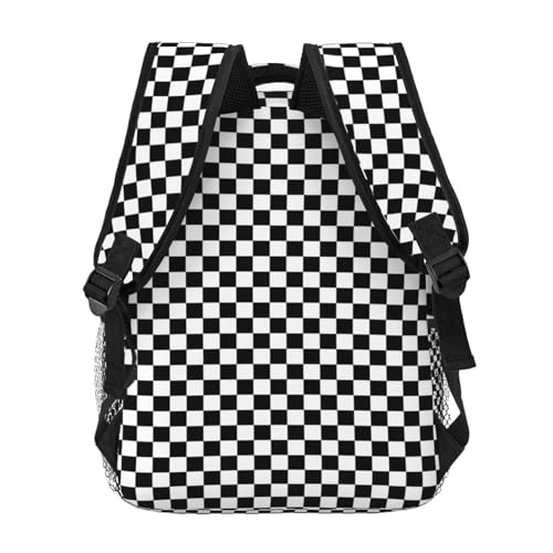 Black White Race Checkered Backpacks 15 Inch Laptop Backpack Double Shoulder Bag for Girls Boys Gifts4